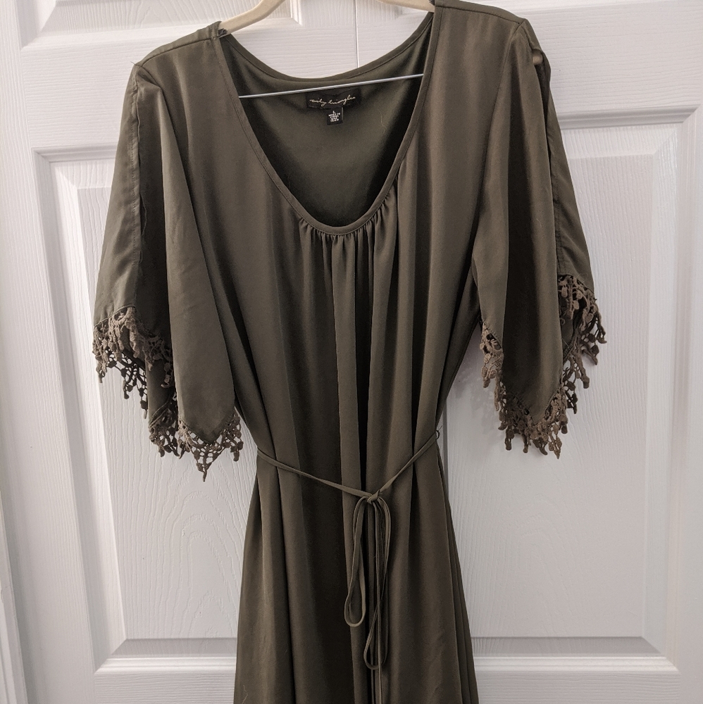 Boho olive green dress